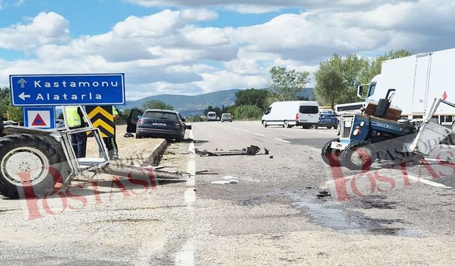 Taşköprü'de feci traktör kazası: Traktör ortadan bölündü, yaralılar var!