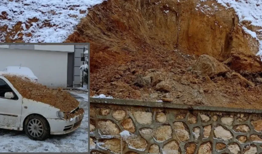 Kastamonu'da toprak kayması: 2 araç hasar gördü