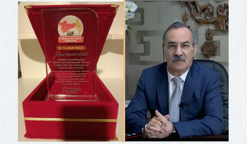 Hüsnü Acar’a gazetecilikte 50. yıla özel 'Onur Ödülü'