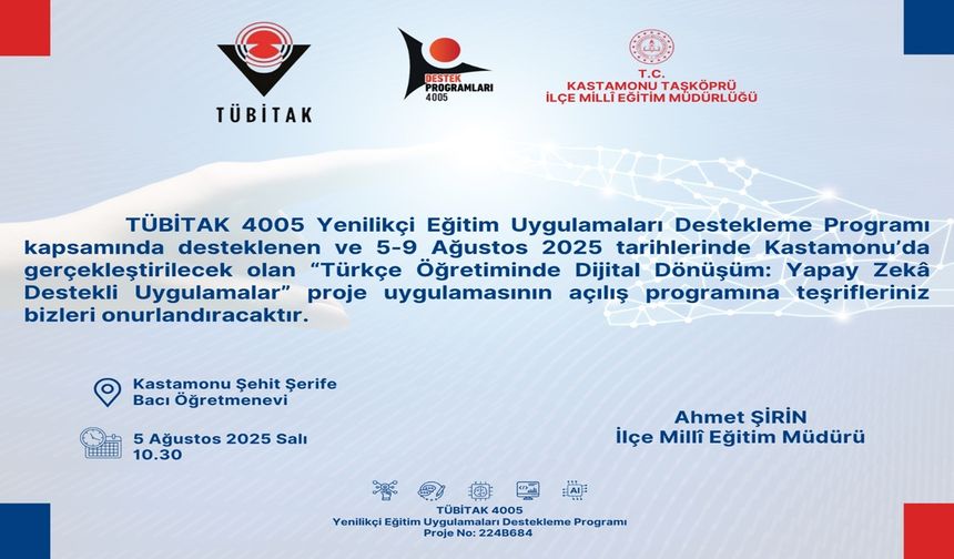 Taşköprü'de yapay zekâ destekli eğitim projesi başlıyor