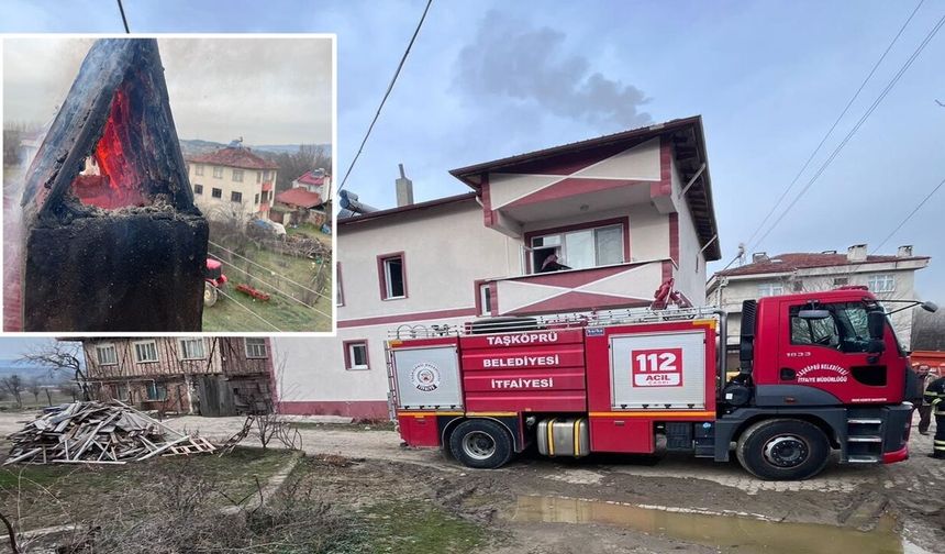 Taşköprü’de korkutan baca yangını: Facia son anda önlendi