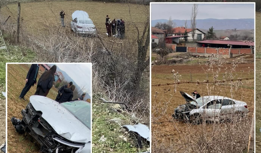 Taşköprü’de bayram günü feci kaza: Otomobil tarlaya uçtu