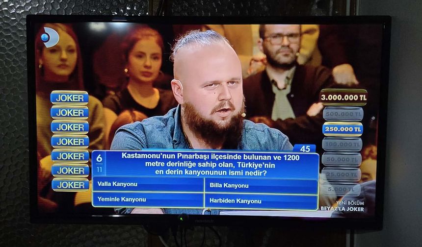 Beyaz'la Joker yarışmasında 500 bin TL'lik Kastamonu sorusu dikkat çekti!