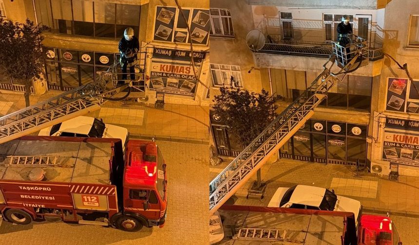 Taşköprü itfaiyesi minik can için harekete geçti