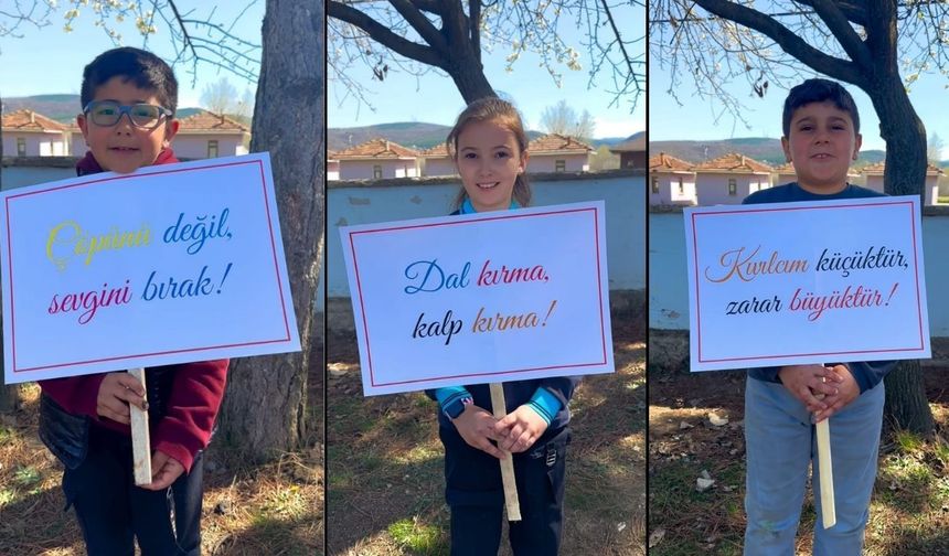 Taşköprü’de miniklerden büyük mesaj: 'Çöpünü değil, sevgini bırak'