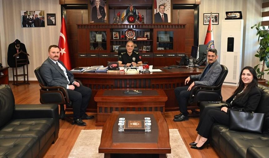 Taşköprü’den ayrılan adliye mensuplarından Emniyet Müdürü Tamer Taş’a ziyaret