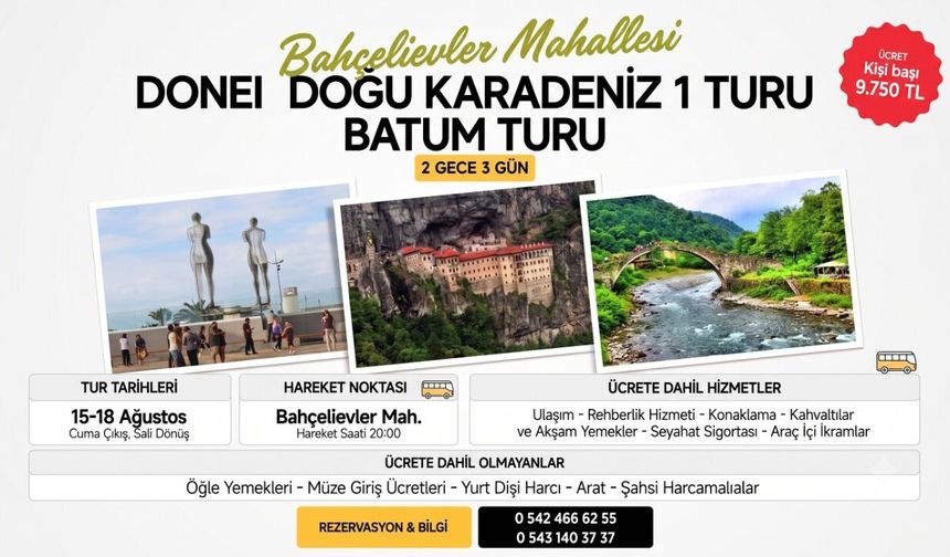 Taşköprü'den Doğu Karadeniz-Batum turu: Kayıtlar başladı!