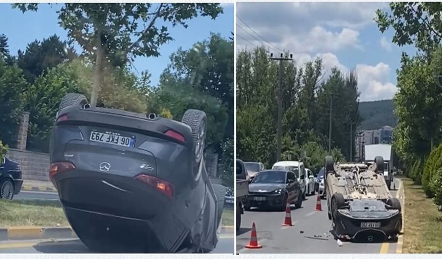 Kastamonu’da kavşakta feci kaza: Otomobil takla attı
