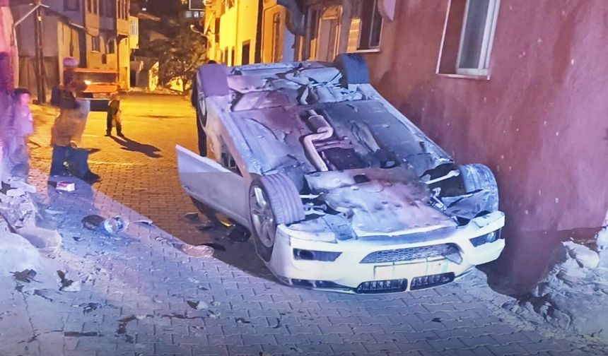 Kastamonu'da gece saatlerinde korkutan takla!
