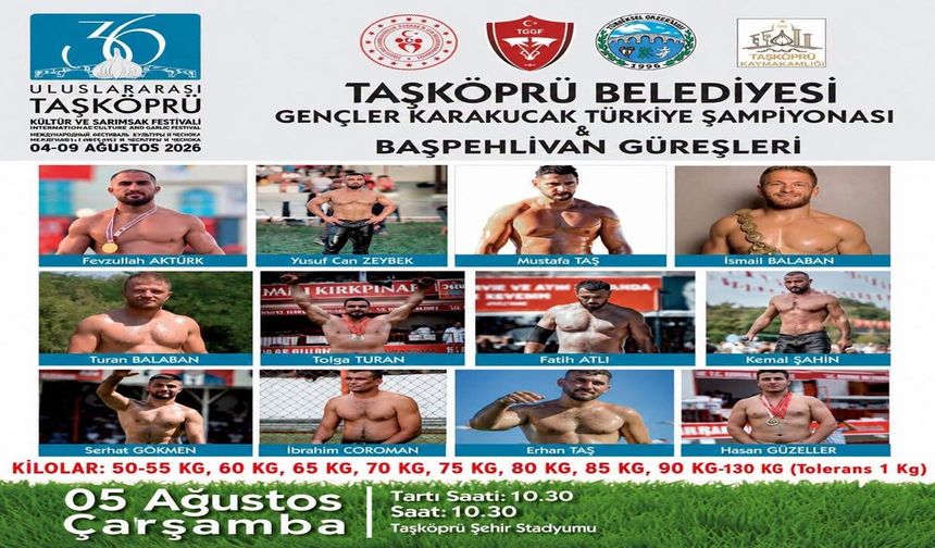 Taşköprü’de er meydanı: Pehlivanlar Taşköprü’de buluştu