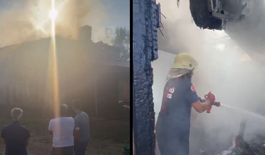 Taşköprü’de iki katlı ahşap bina alevlere teslim oldu