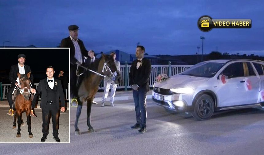 Kastamonu'da muhtar, atıyla düğün konvoyunun önünü kesti