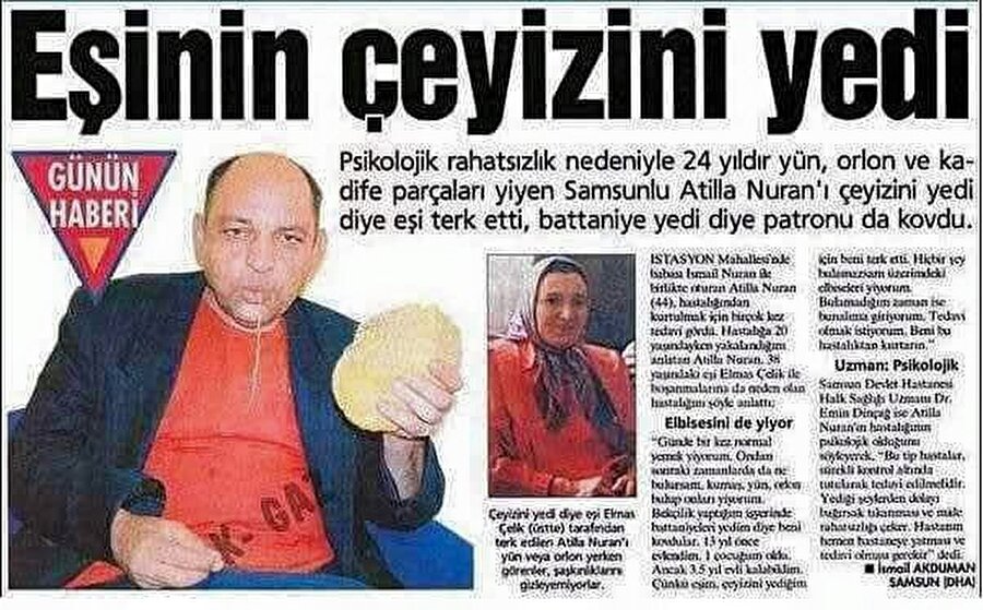 eşinin çeyizini yedi