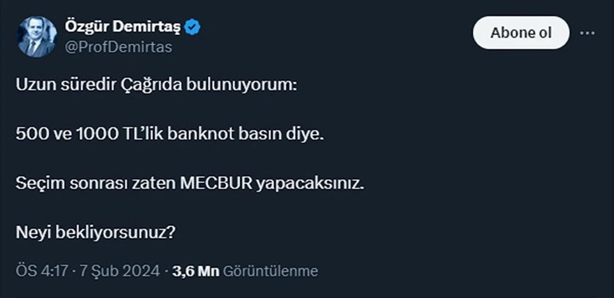 Ozgur Demirtas 500 Tl Banknot Cikacak Mi