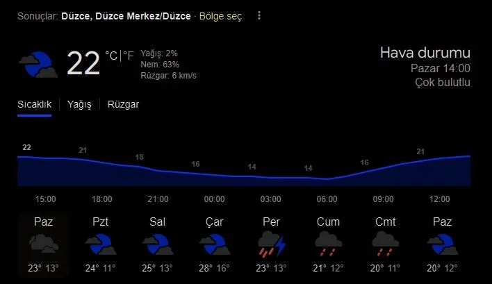 Duzce Hava Durumu 11