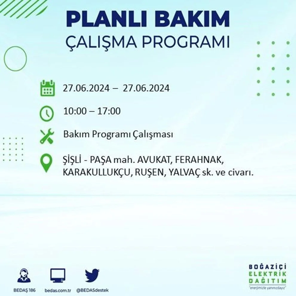 İstanbullular Dikkat 22 Ilçede Elektrik Kesintisi Yaşanacak 27 Haziran Programı