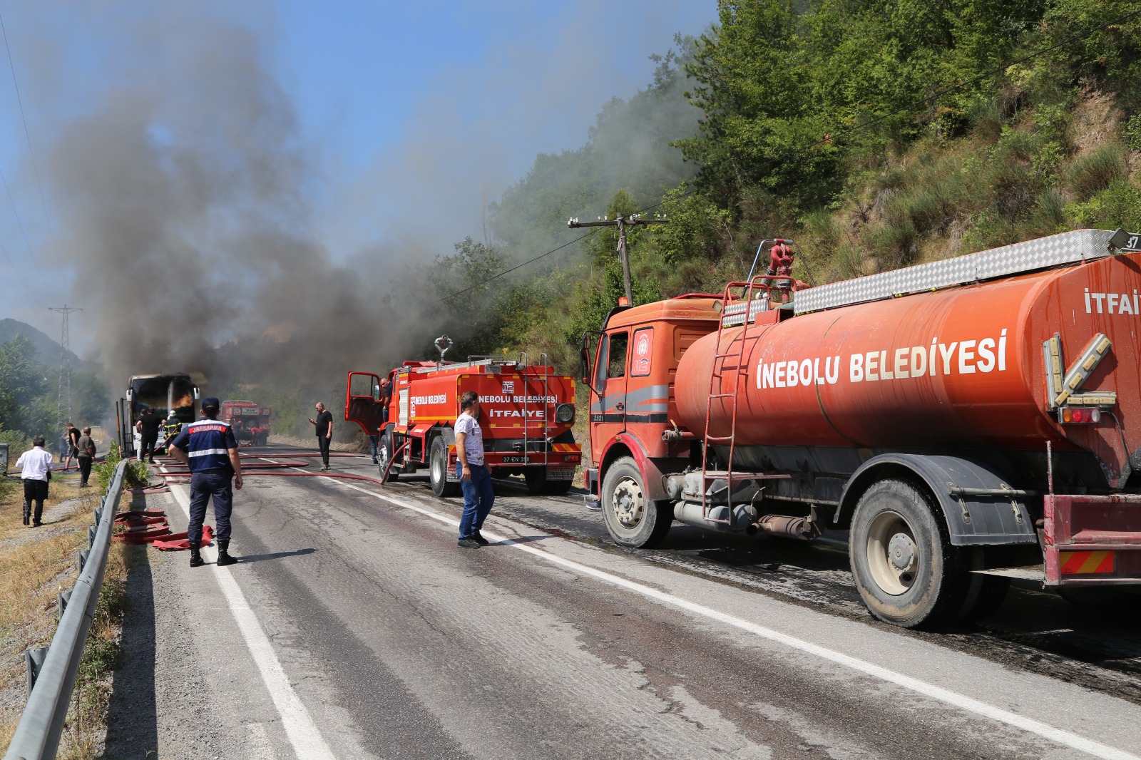 Kastamonu Yolcu Otobusu Yangin Inebolu 2024 Taskopru (6)