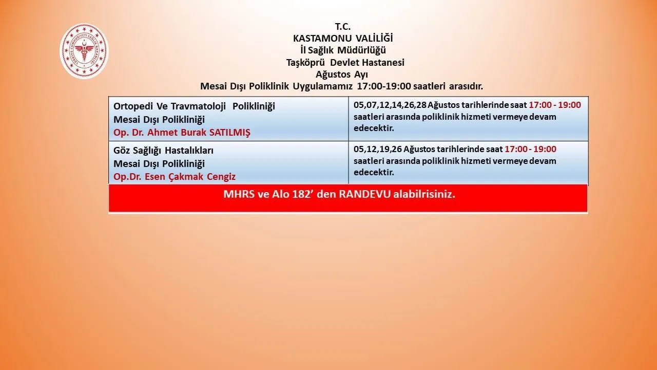 Taşköprü Devlet Hastanesi'nde Yeni Mesai Dışı Poliklinik Hizmeti Başladı 11