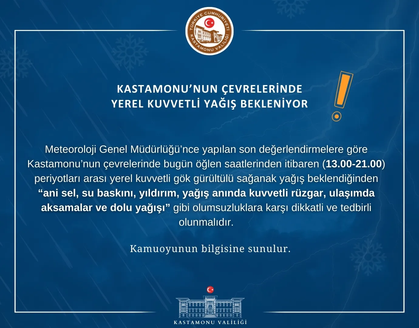 Kastamonu'da Şiddetli Yağış Alarmı! Dolu, Yıldırım Ve Su Baskınına Dikkat! 1