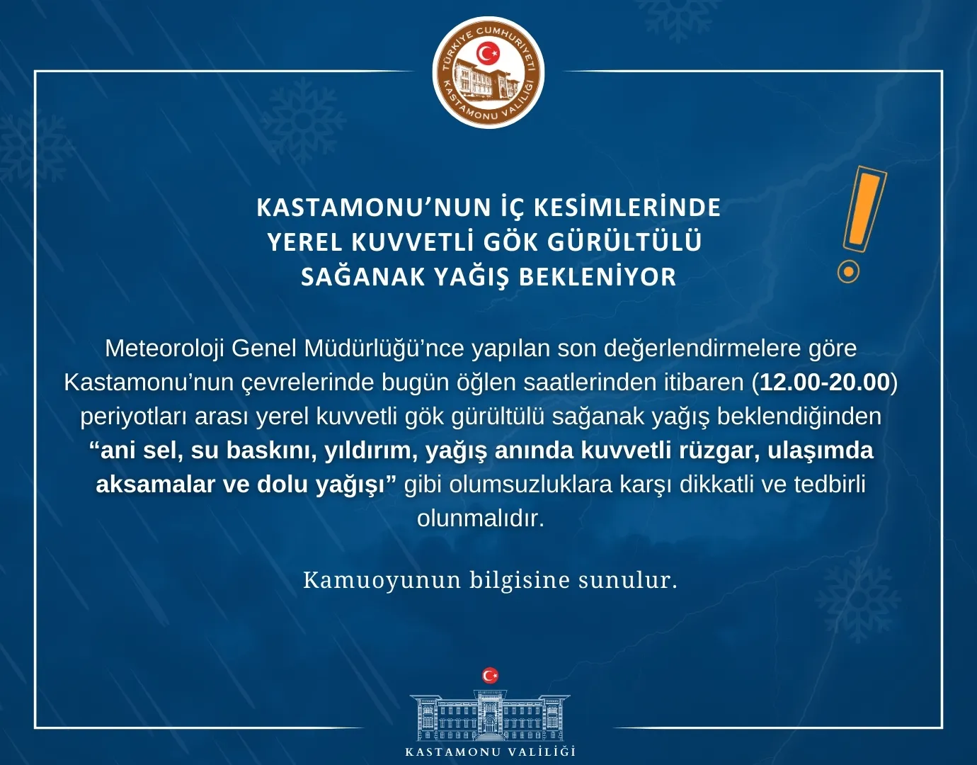 ‘Sarı Kod’ Verildi Kastamonu Valiliği Uyardı Kuvvetli Yağış Geliyor!