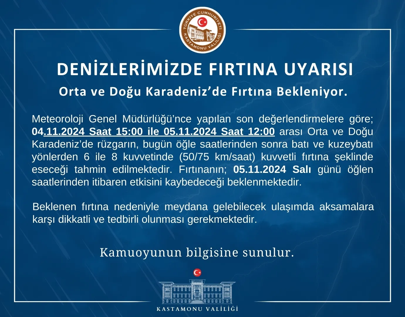 Kastamonu Valiliği'nden Fırtına Uyarısı! 1