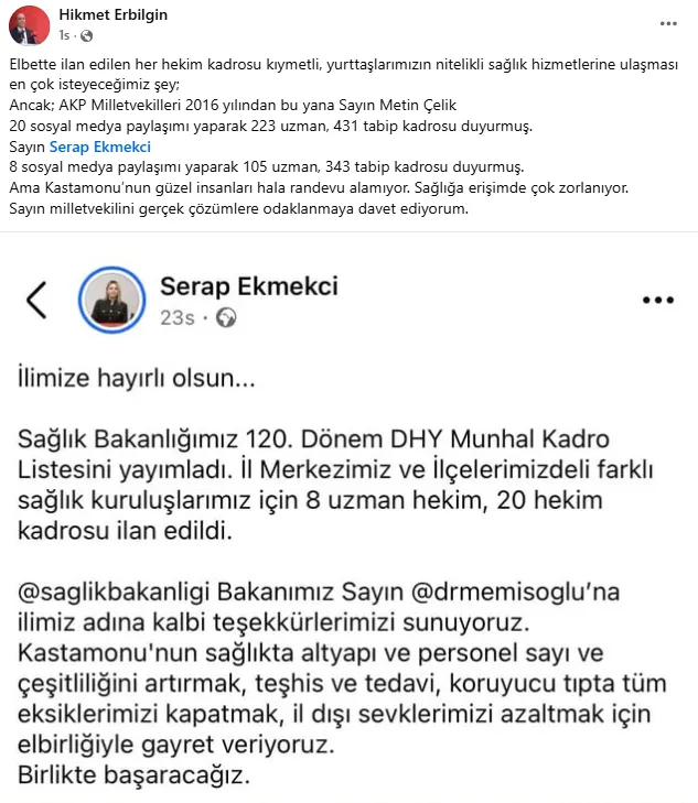 Erbilgin'den Milletvekili Ekmekci'ye Tepki Kastamonu'nun Güzel Insanları Randevu Alamıyor 1