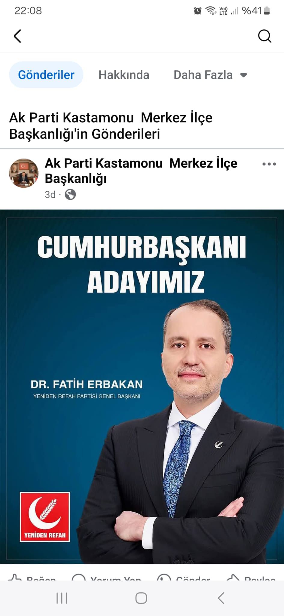 Ak Partiden Fatih Erban Paylaşımı 1