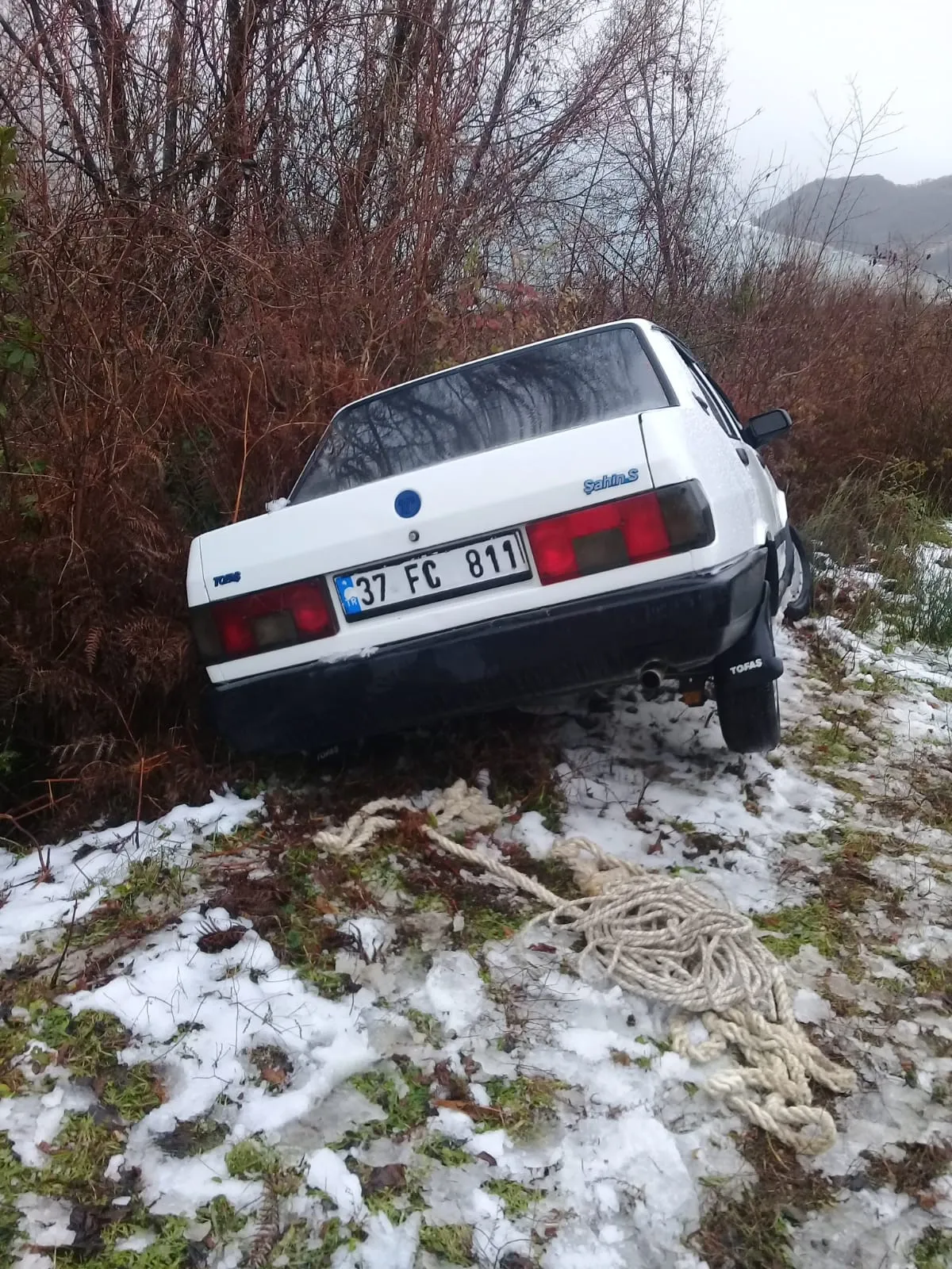 Kastamonu'da Otomobil Şarampole Düştü Ağaçlar Uçuruma Yuvarlanmasını Engelledi! 1