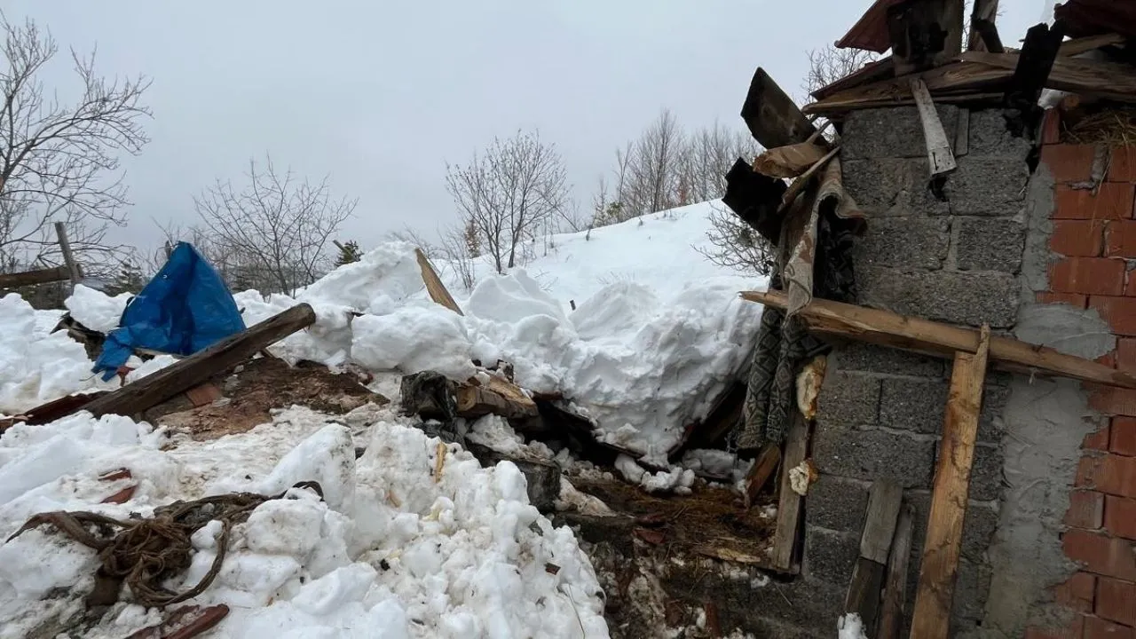 Kastamonu’da Yoğun Karın Etkisiyle Ahır Çöktü! (2)