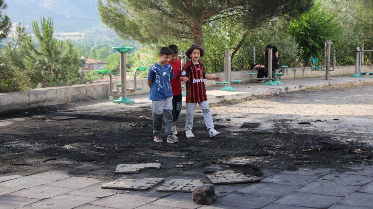 Çocuk Parkı Yanarak Küle Döndü 4 Kişi Gözaltına Alındı (2)