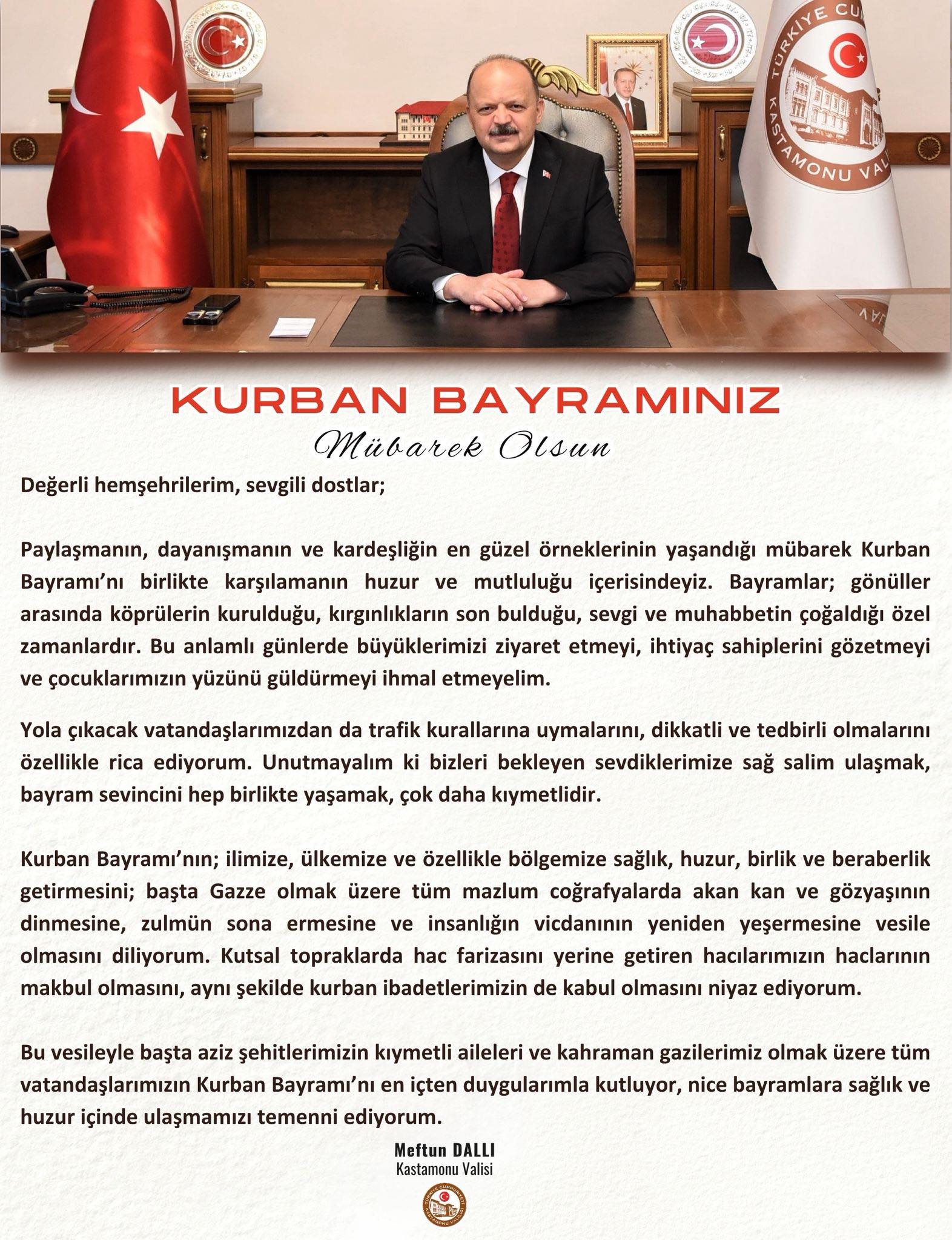 Kastamonu Valisi Dallı’dan Kurban Bayramı Mesajı 1