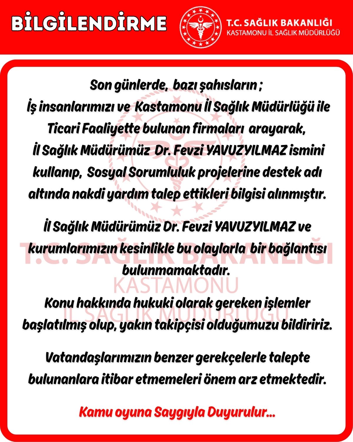 Kastamonu'da Dolandırıcılara Dikkat İl Müdürü Yavuzyılmaz'ın Ismini Kullandılar! (2)