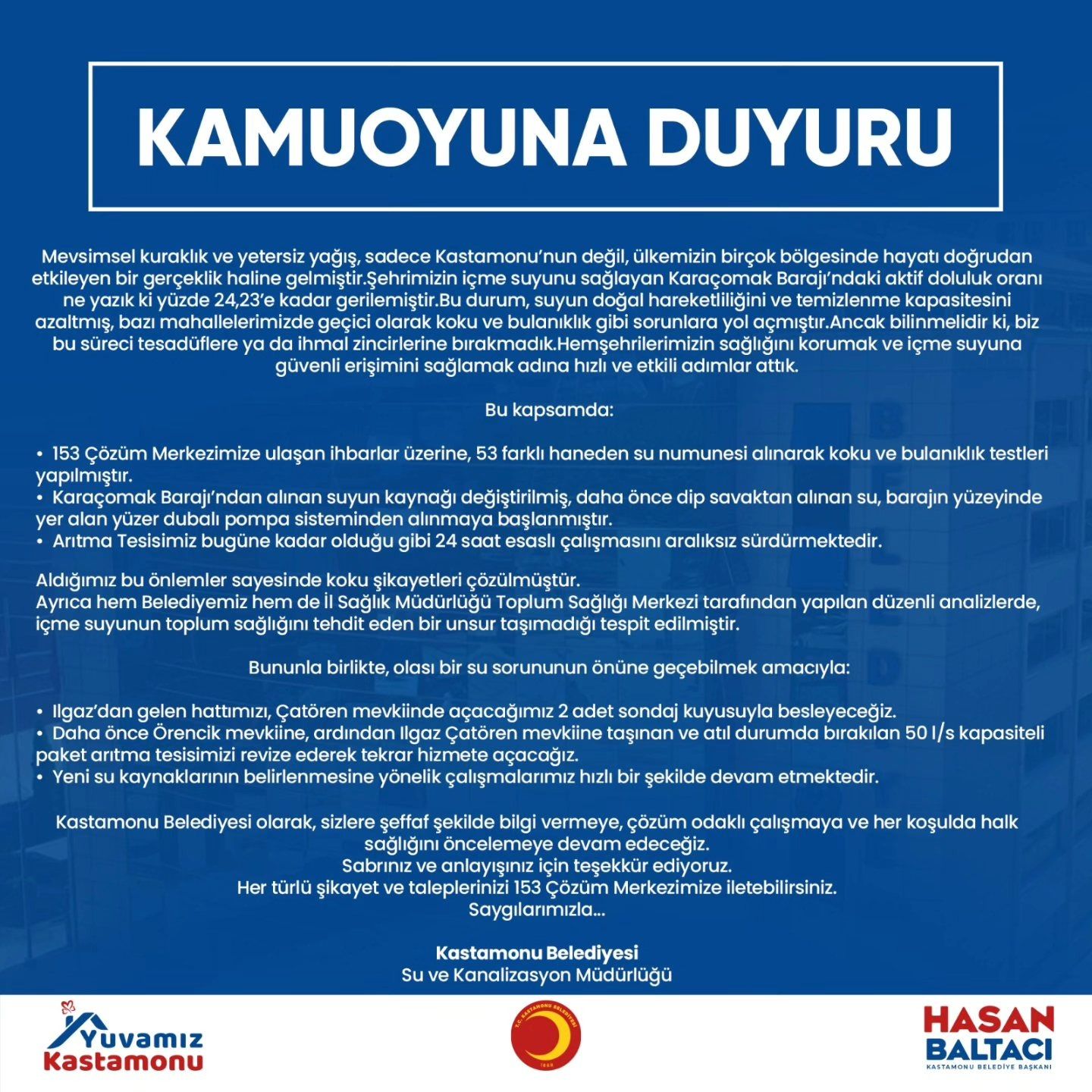 Kastamonu Içme Suyunda Kritik Eşik Karaçomak Barajı Kuruyor!