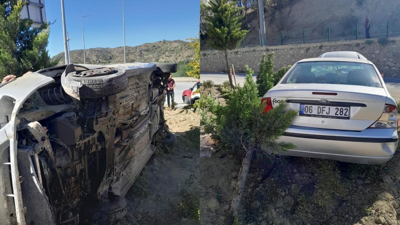 Tosya Yolu Kavşağında Korkutan Kaza 2 Kişi Yaralandı (1)
