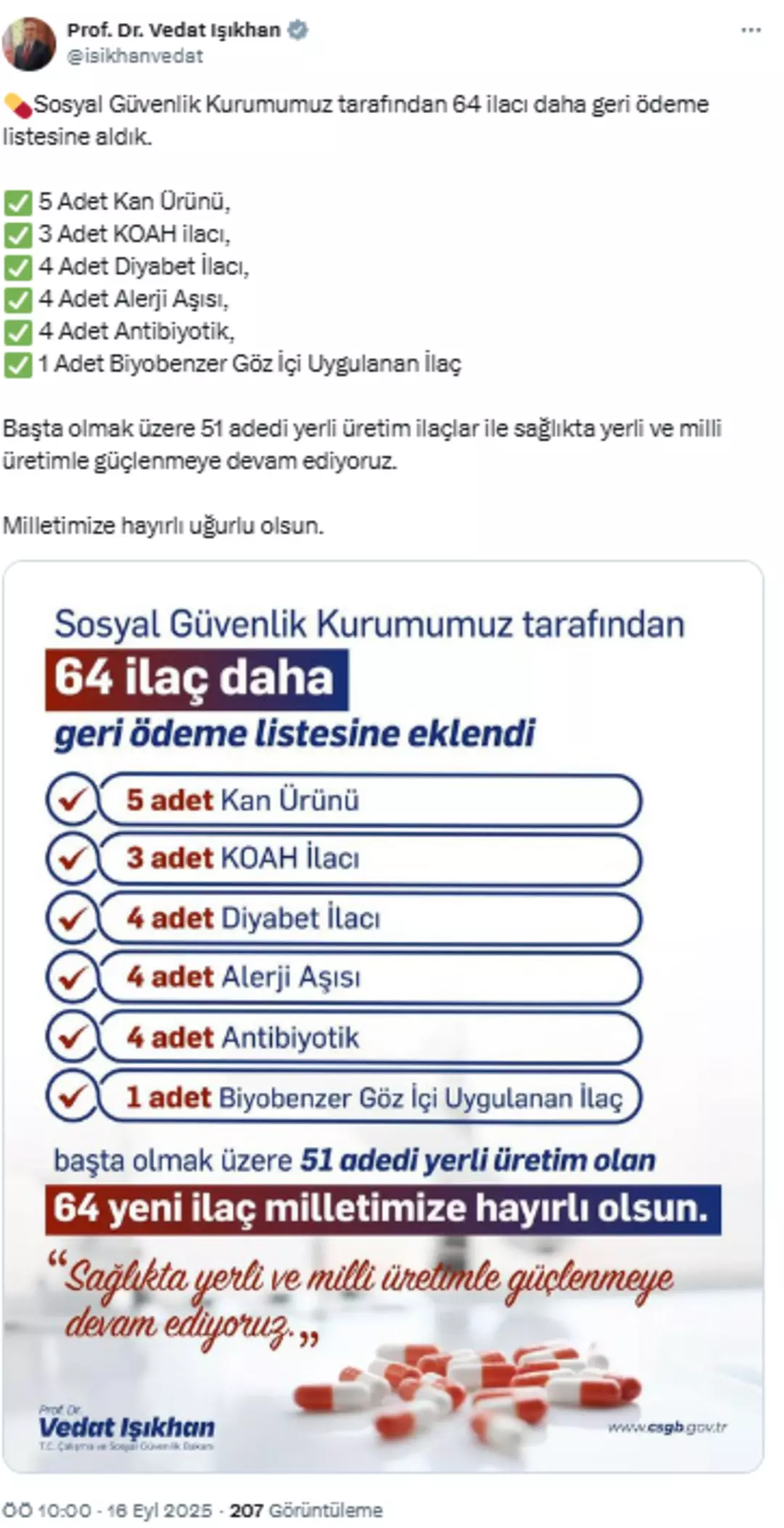 Bakan Işıkhan Açıkladı Sgk 64 Ilacı Geri Ödeme Listesine Dahil Etti-1