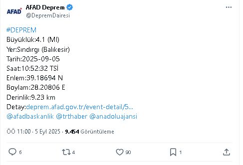 Son Dakika 4.1 Büyüklüğünde Deprem (2)