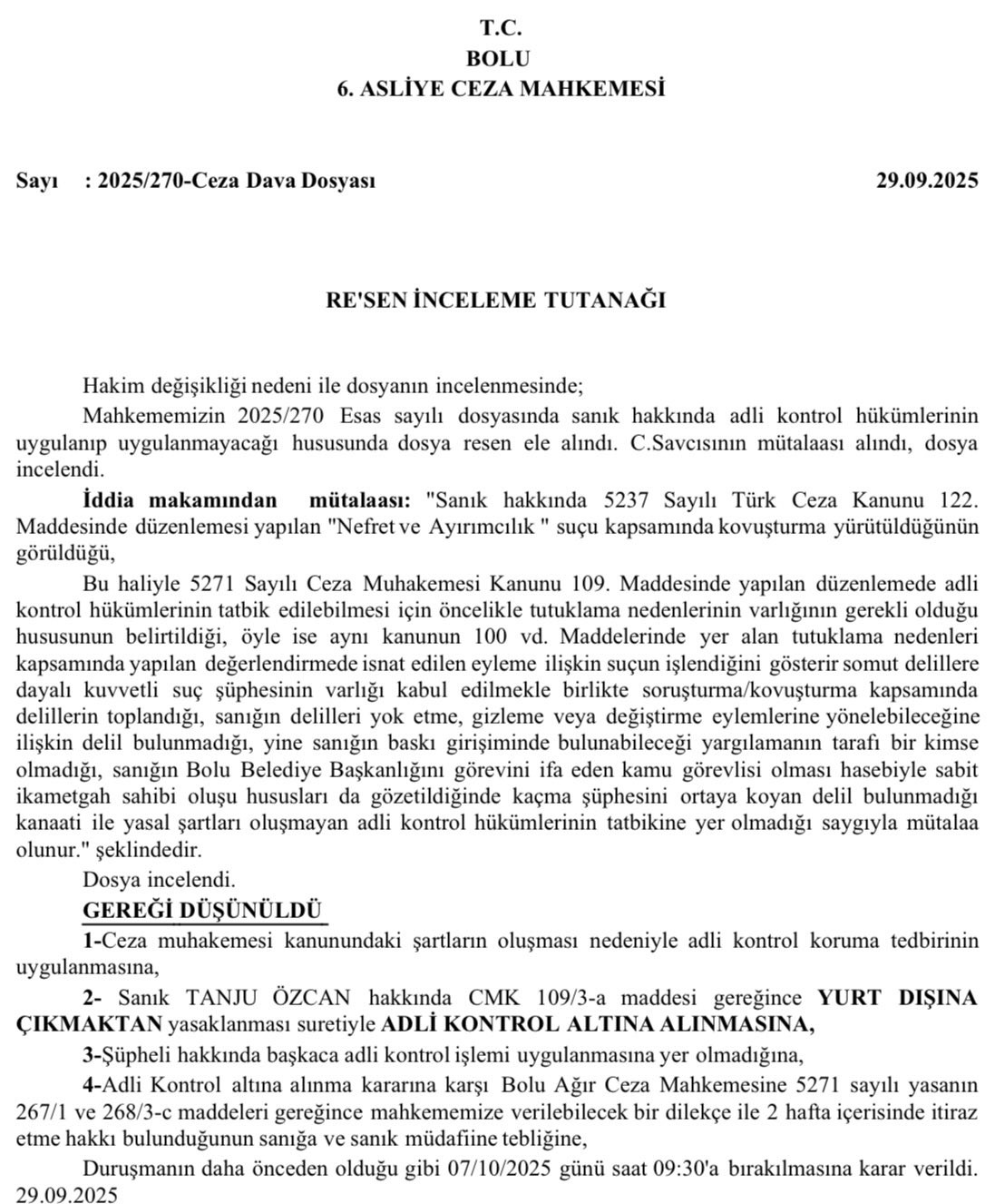 Son Dakika Belediye Başkanı Özcan'a Yurt Dışına Çıkış Yasağı Getirildi