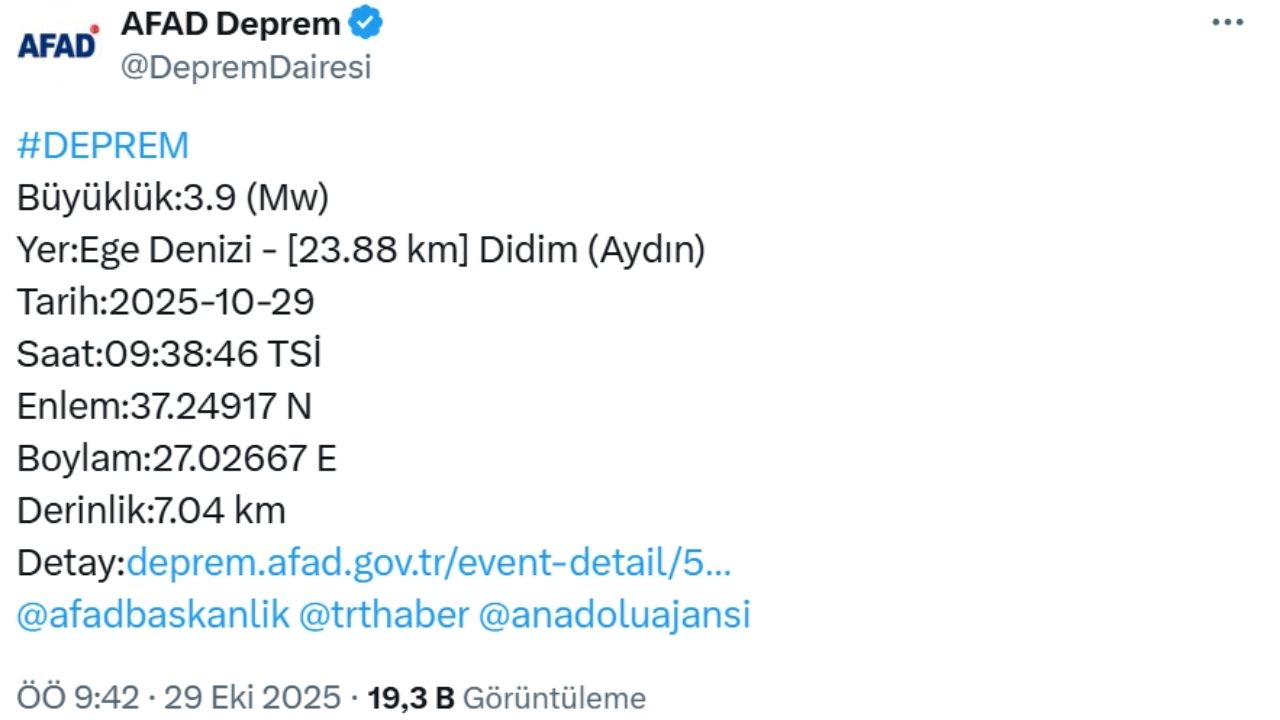 3.9’Luk Deprem Korkuttu Afad’tan İlk Açıklama Geldi