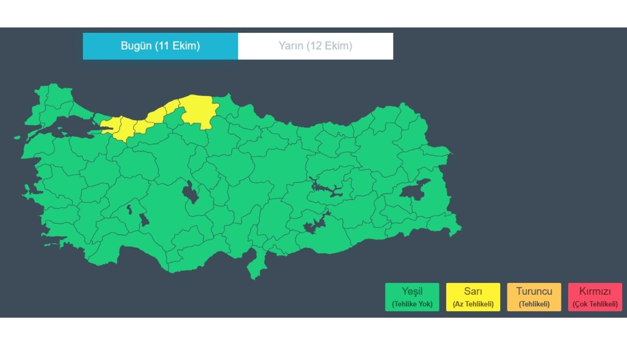 Kastamonu, Zonguldak, Kocaeli Ve Birçok İl Alarmda Sarı Kod Verildi (1)