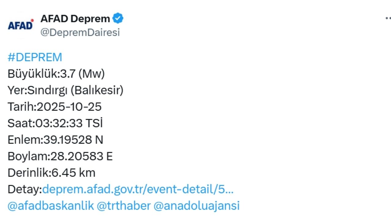 Sındırgı’da 3.7 Büyüklüğünde Deprem Artçılar Sürüyor