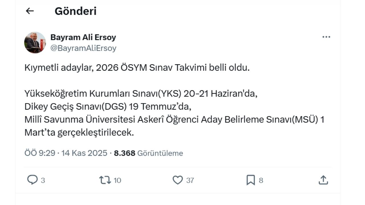 2026 Ösym Sınav Takvimi Açıklandı Yks Ve Kpss Tarihleri Netleşti (1)