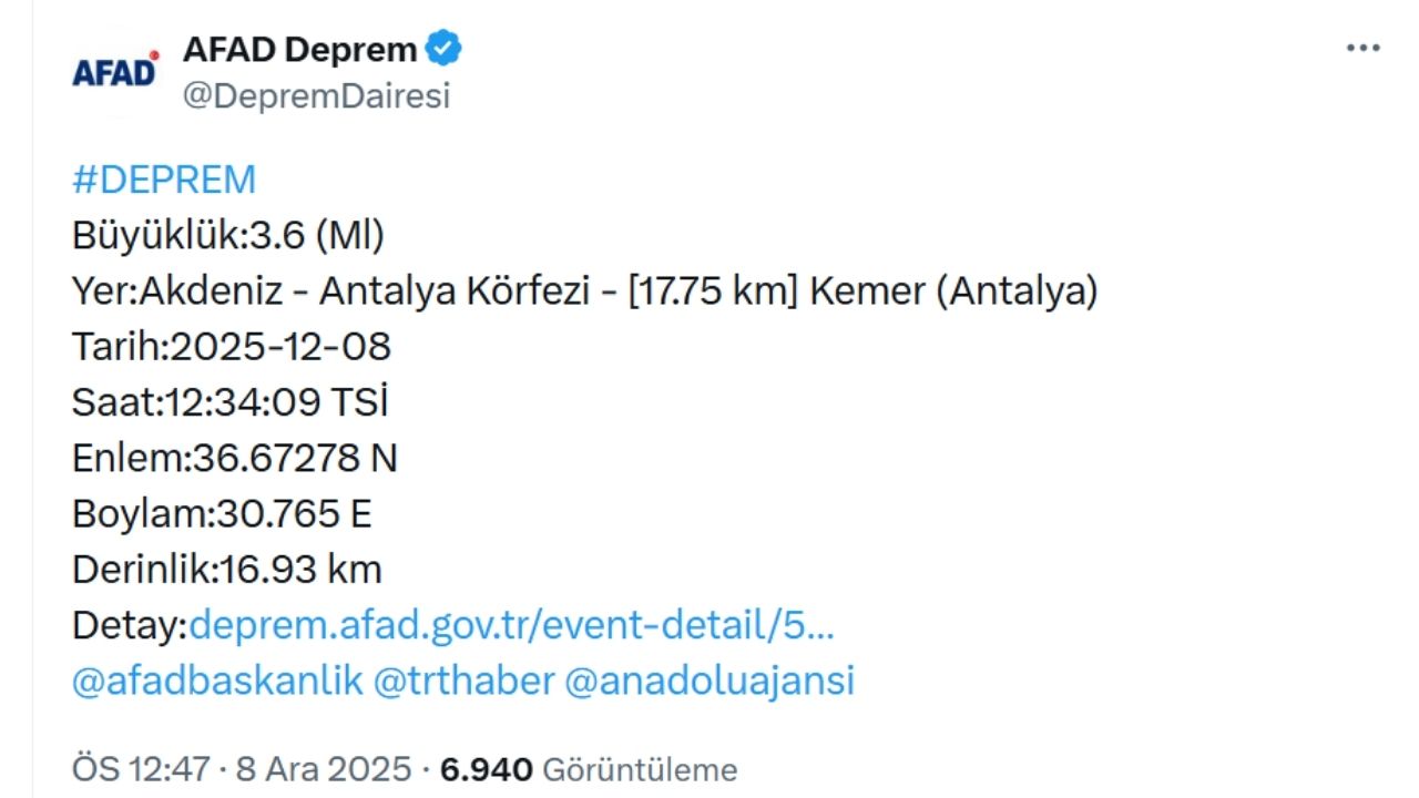 Afad Açıkladı 3,6’Lık Sarsıntı Kaydedildi (1)