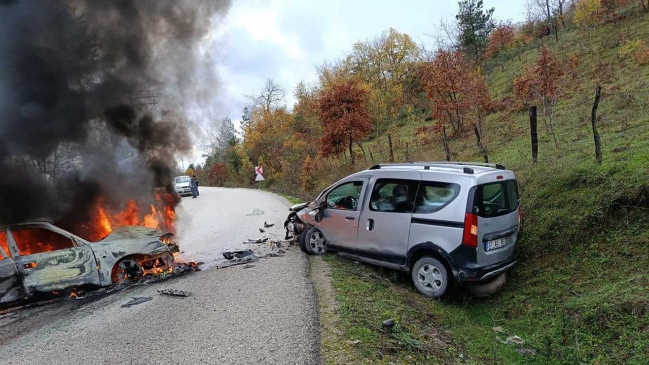 Çatalzeytin Otomobil Alev Alev Yandı (1)