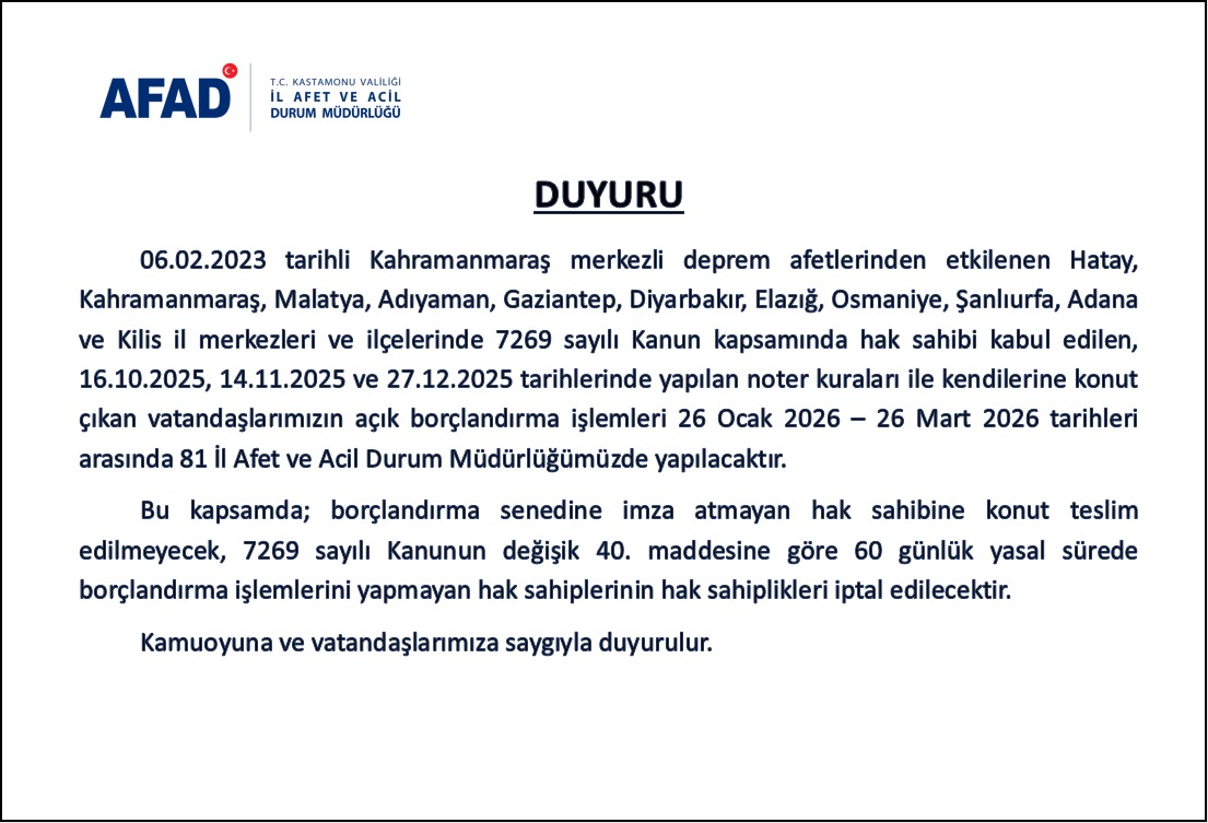 Borçlandırma Detayları Netleşti Kastamonu Afad Hak Sahiplerini Uyardı! 12