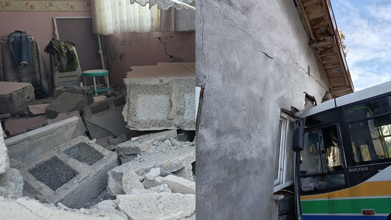 Halk Otobüsü Eve Çarptı Şans Eseri Facia Yaşanmadı (5)