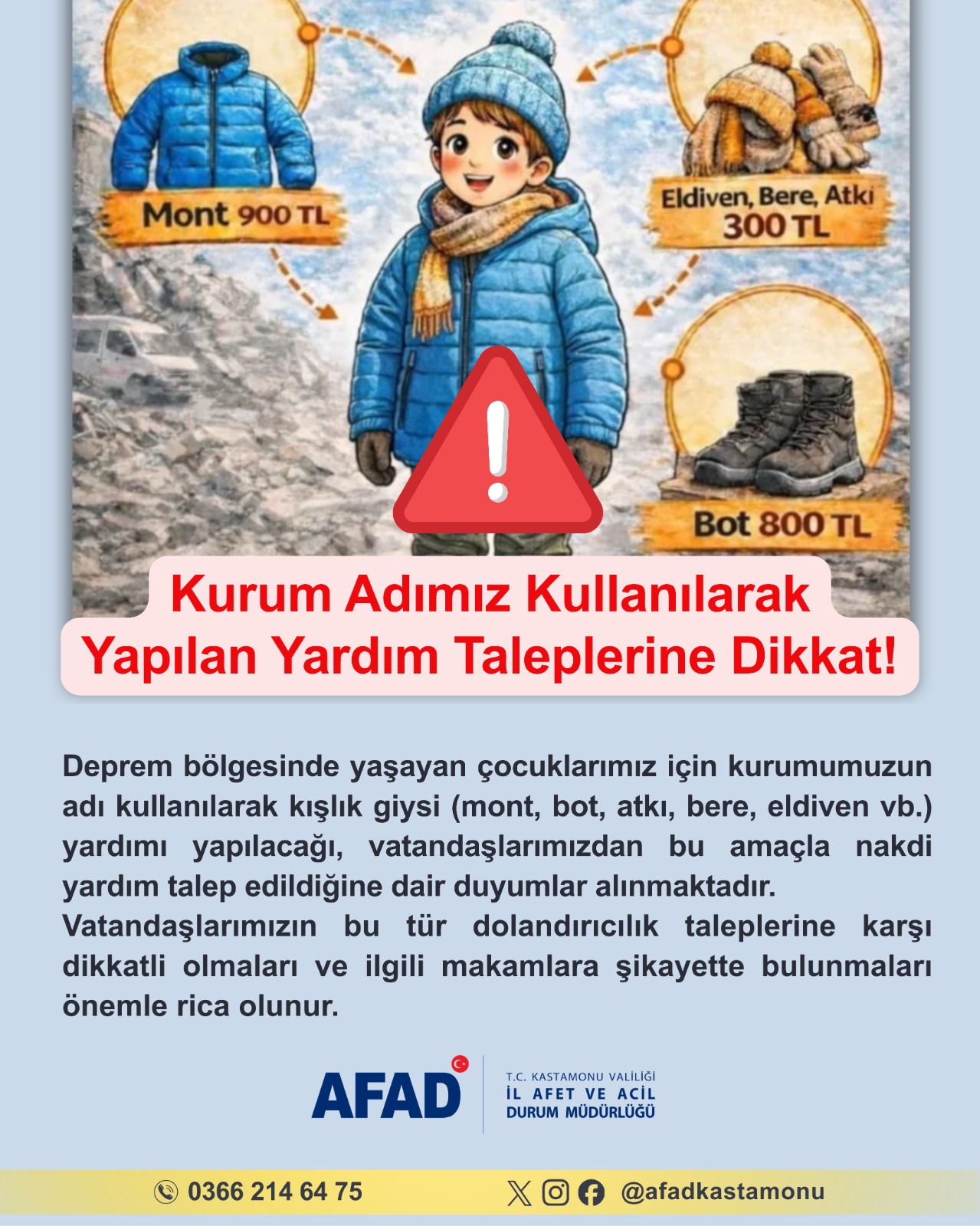 Kastamonu Afad'dan Kritik Dolandırıcılık Uyarısı! 22222222222222
