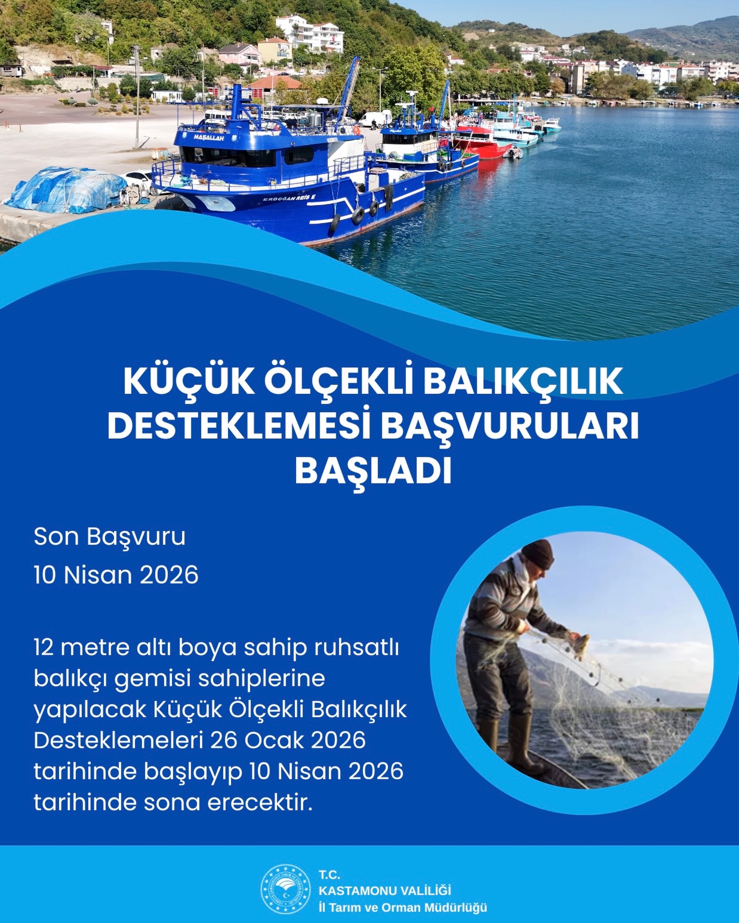 Kastamonu’da Balıkçılara Destek Başvuruları Başladı