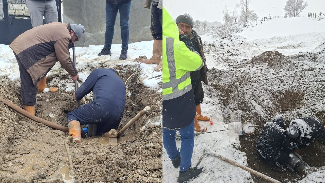 Kastamonu’da Buz Gibi Gece Mesaisi Şebekeye Su Yeniden Verildi (1)