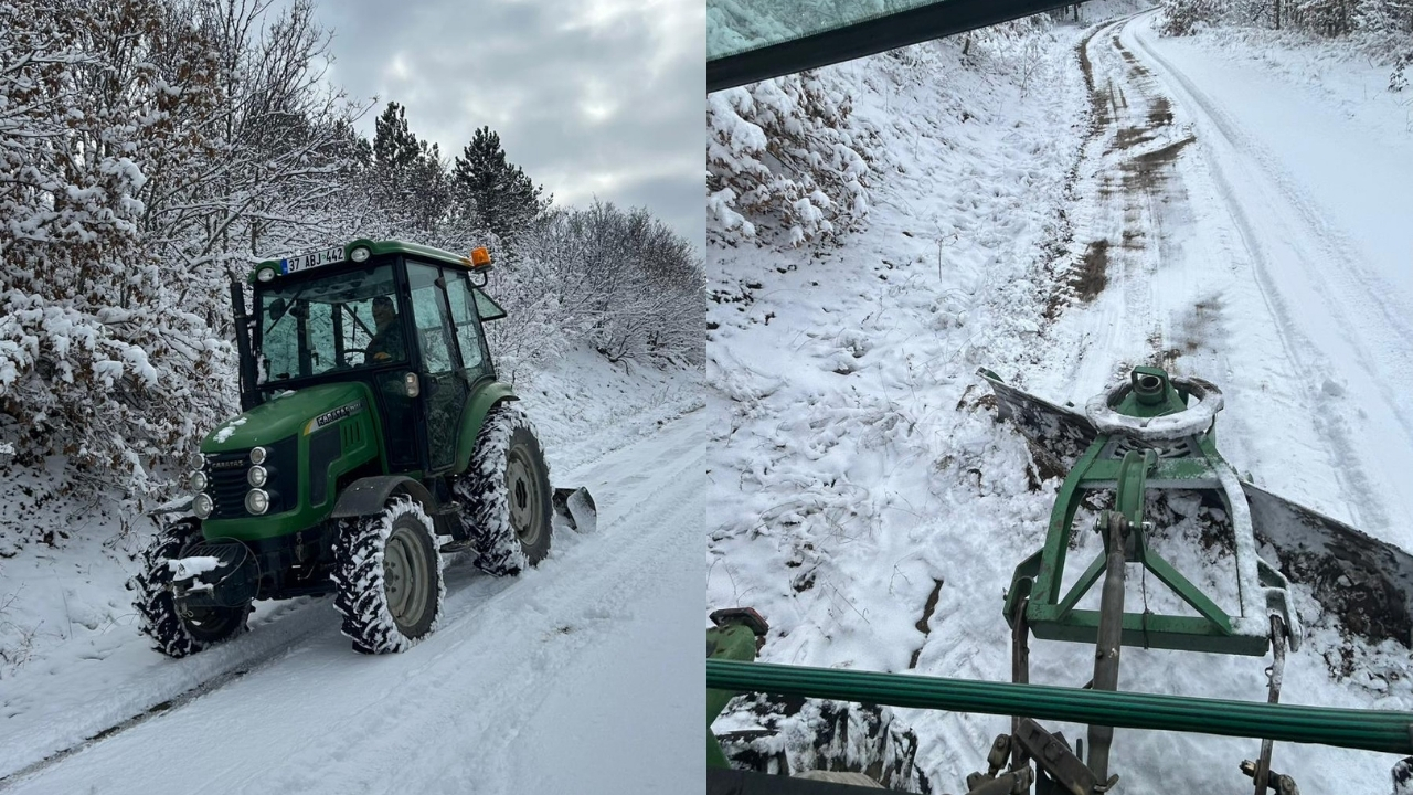 Traktöre Küreme Aparatı Taktı, Taşköprü’de Muhtar Yolları Tek Tek Açtı (4)