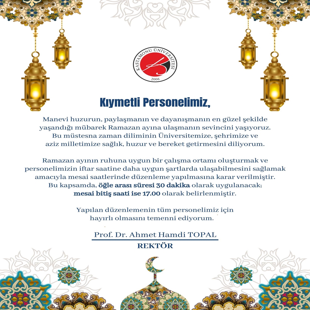 Kastamonu Üniversitesi Rektör Duyuru